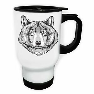 300x300 Wolf Head Beautiful Drawing Whitesteel Travel Mug Ebay