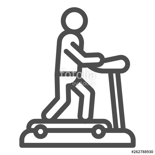 500x500 Treadmill Line Icon Training Man Vector Illustration Isolated