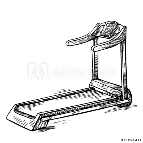 500x500 Sketch Hand Drawn Gym Equipment Machine Treadmill