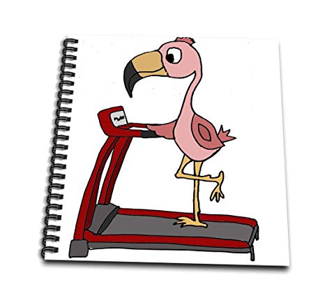 466x424 Funny Cool Pink Flamingo On Treadmill Exercise Cartoon