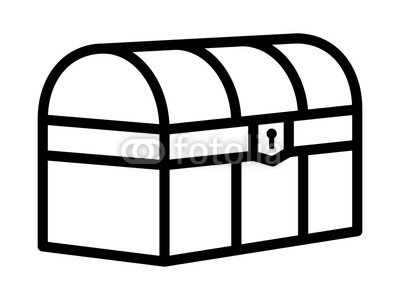 400x300 treasure chest loot box or antique trunk line art icon for games