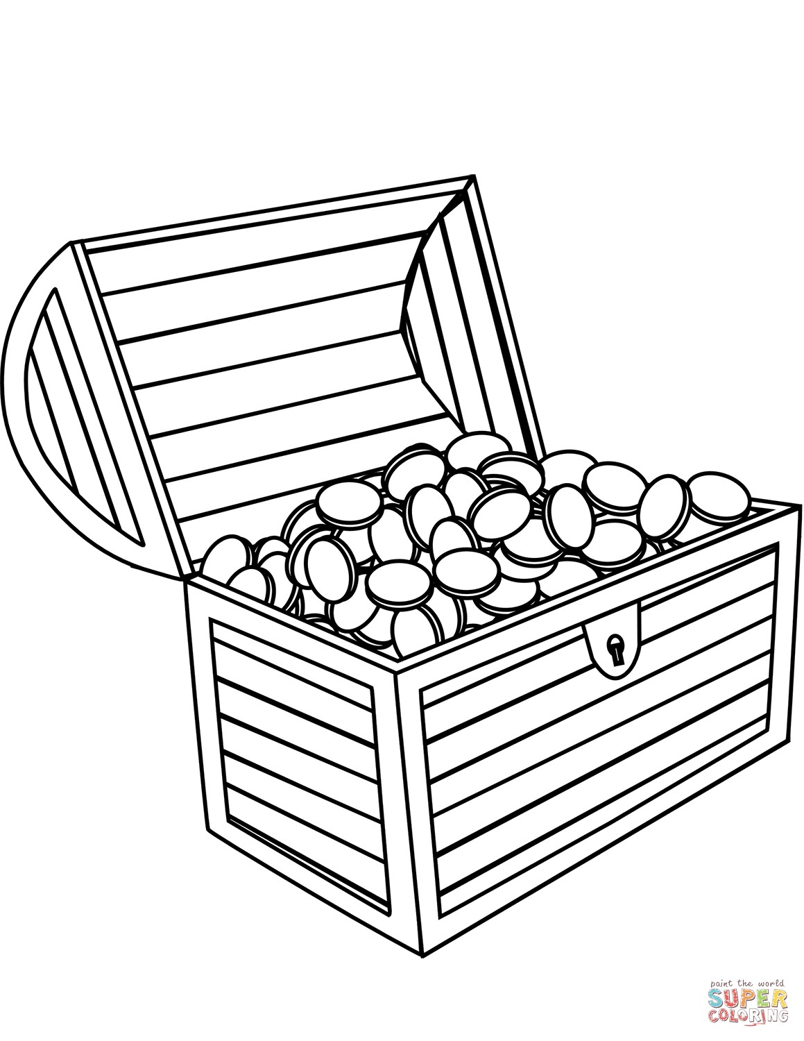 1159x1500 Open Treasure Chest Coloring Page