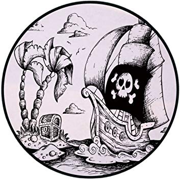355x355 Printing Round Rug, Pirate, Drawing Of Palm Trees