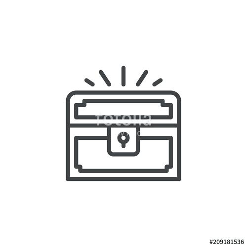 500x500 Black And White Outline Of A Treasure Chest X Drawing