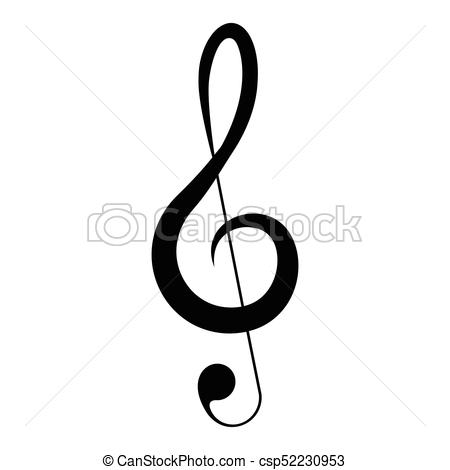450x470 Isolated Musical Note, Treble Clef, Vector Illustration Clipart