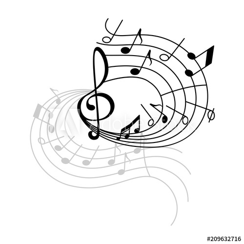 500x500 music note and treble clef on swirling stave icon