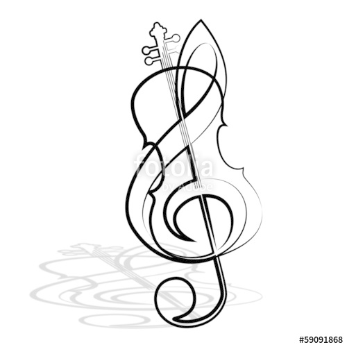 500x500 Violin And Treble Clef Vector Illustration Stock Image