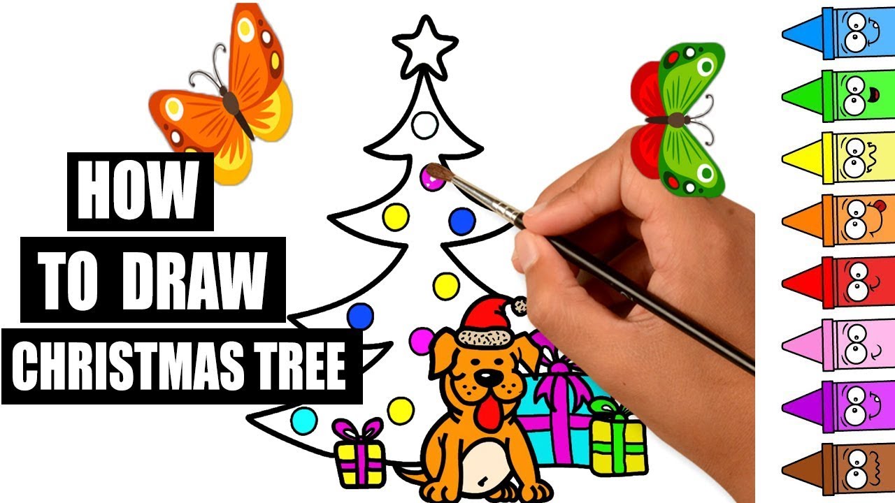 1280x720 How To Draw Chrismas Tree Drawing And Color For Kids