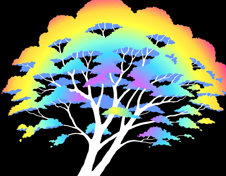 720x560 Rainbow Tree Color Illustration, Rainbow Colored Tree Image