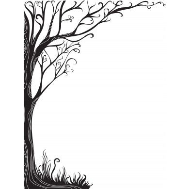 390x390 Sleepy Hollow Graveyard Printable Art, Stencil Patterns, Tree