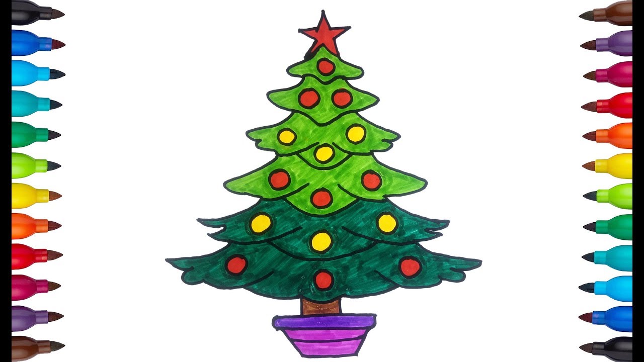1280x720 How To Draw Christmas Tree Drawing For Children's Beginners