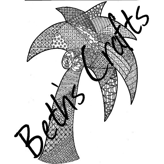 570x570 Palm Tree Design Adult Colouring Page, Doodle Art, Pdfjpg Zia