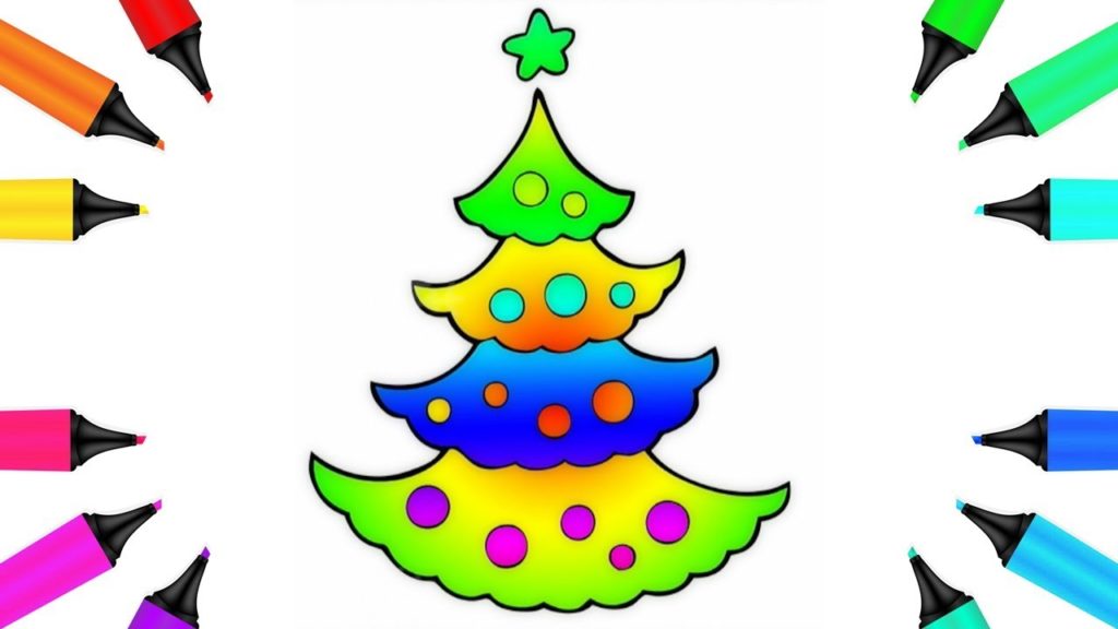 1024x576 How To Draw Christmas Tree In Coloring Book With Rainbow Marker