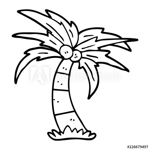 500x500 Line Drawing Cartoon Palm Tree