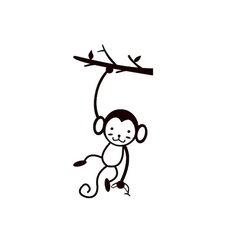 800x800 Black Cute Monkey Tree Wall Art Tattoos Switch Sticker For Home