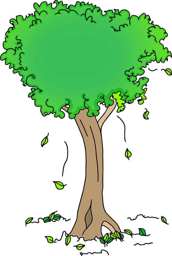 672x1000 Tree Drawing Vector Art Illustration Pvc Board Print Green Etsy