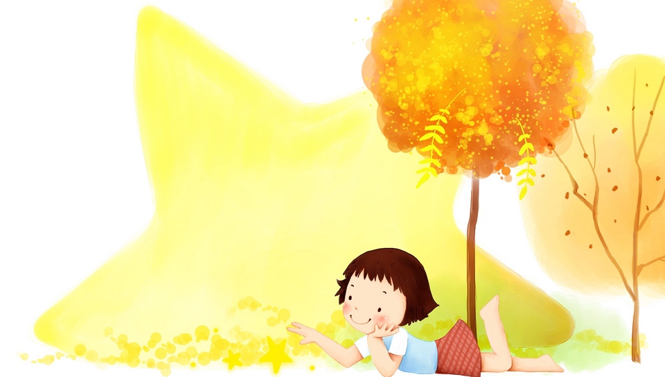 960x544 Download Wallpaper Child, Girl, Tree, Fall, Down, Drawing