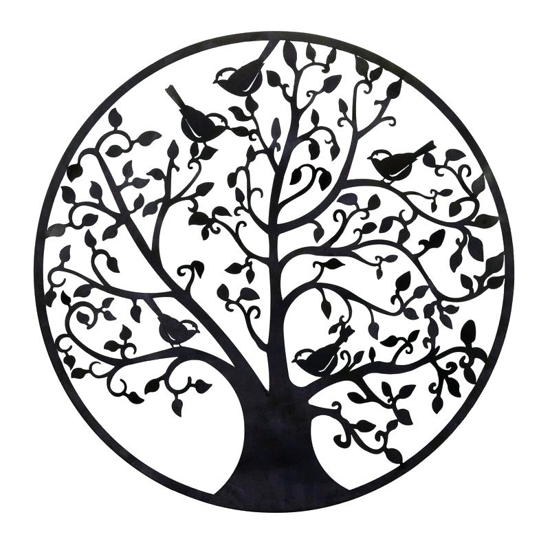 800x800 Wonderful Metal Tree Branch Wall Art With Round Branches And Birds