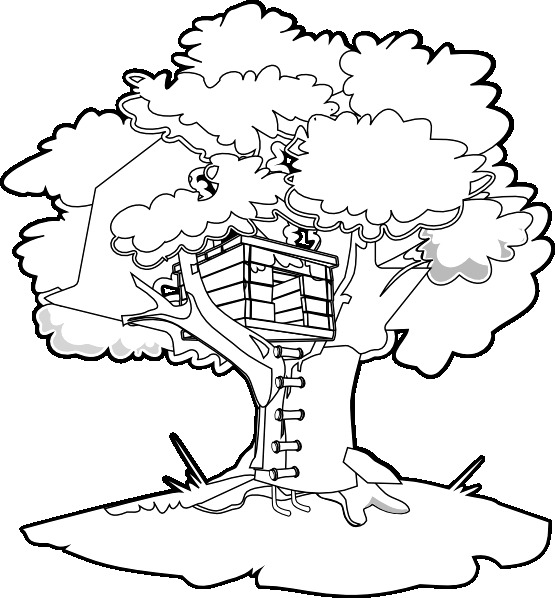 555x598 Classic Tree House Coloring Pages