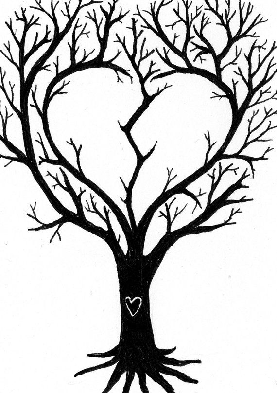 570x808 Broken Heart Tree Aceo Small Pen And Ink