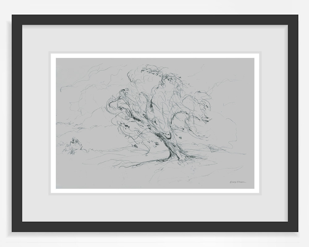 1000x800 Art Print Tree Landscape Black And White Drawing Weeping Etsy