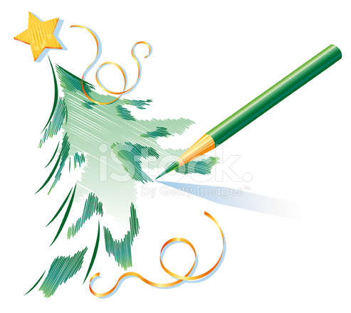 493x440 Pencil Drawing Of A Christmas Tree Stock Vector