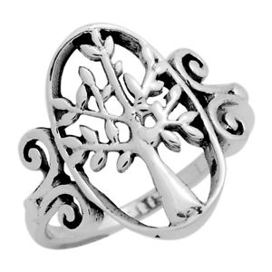 300x300 Womens Sterling Silver Oval Family Tree Of Life Ring Filigree