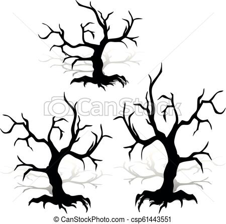 450x447 Set Of Tree Without Leaves, Design For The Holiday Of Halloween