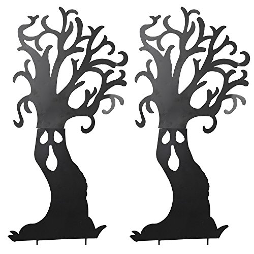 500x500 Set Of Inch Tall Black Metal Haunted Tree Silhouette Yard