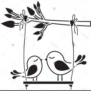 300x300 Stock Photo Black Silhouette Of Tree Branch With Swing And Couple
