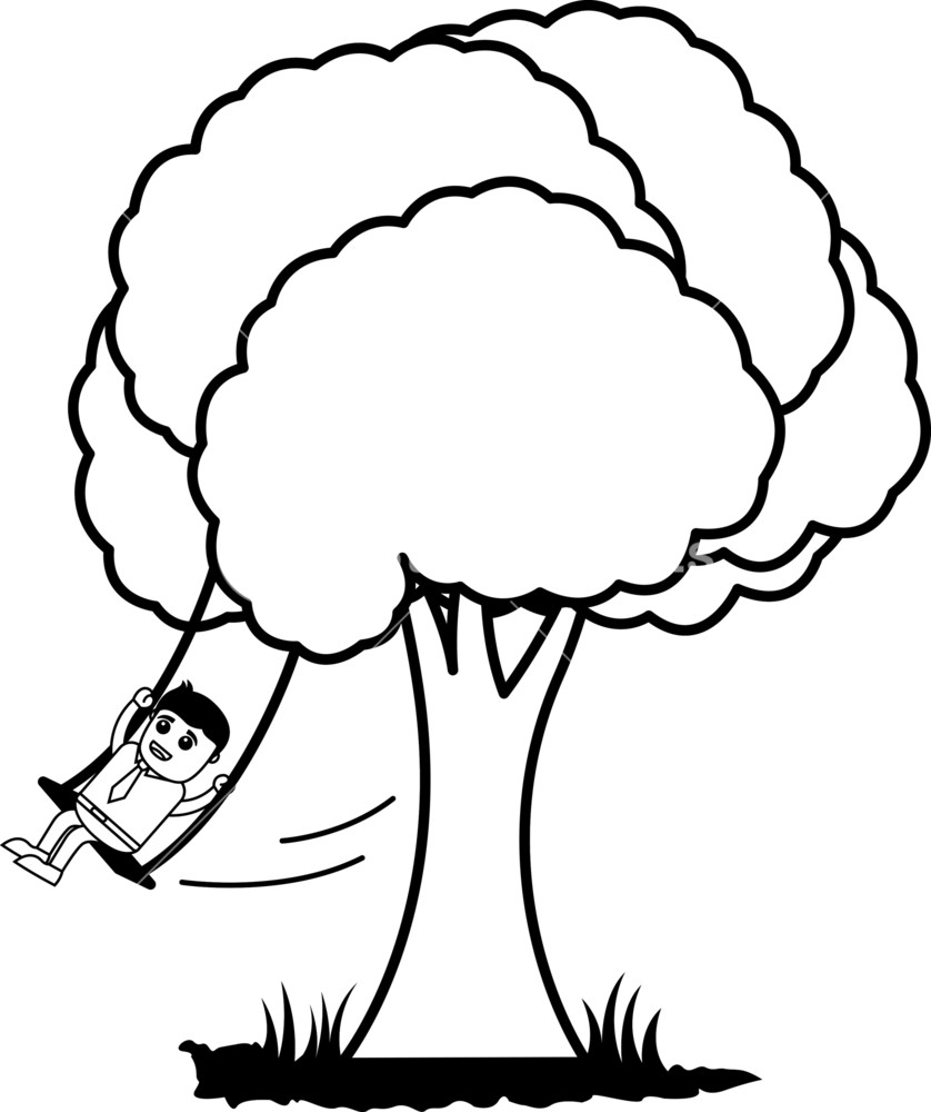 838x1000 Swinging On A Tree Branch Vector Illustration Royalty Free Stock