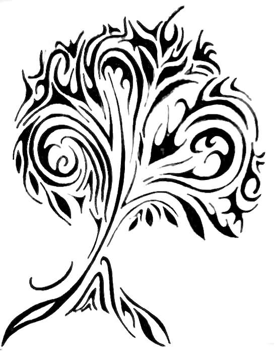 546x718 Black Tribal Tree Tattoo Design