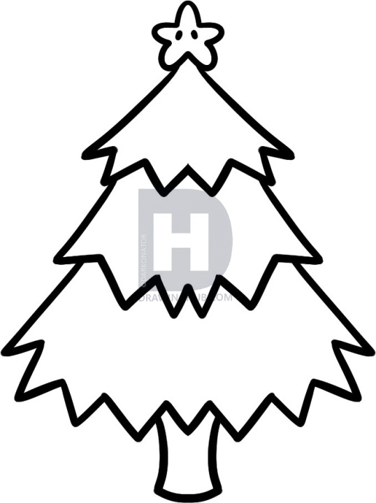 538x720 How To Draw A Christmas Tree For Kids, Step