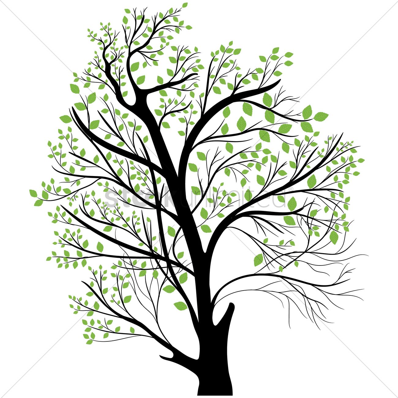 1300x1300 Tree Top With Green Leaves Vector Image