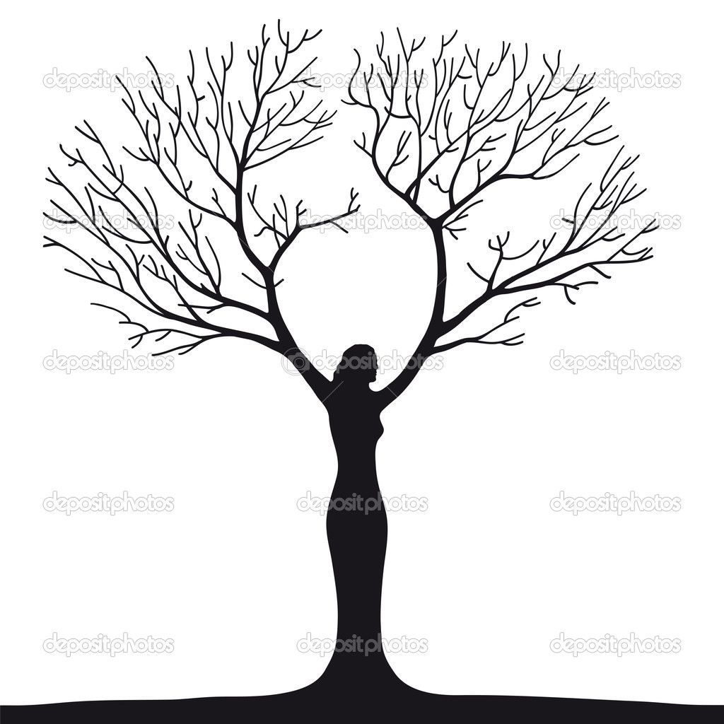 1024x1024 Female Silhouette Tree Of Life Woman Tree Stock Vector