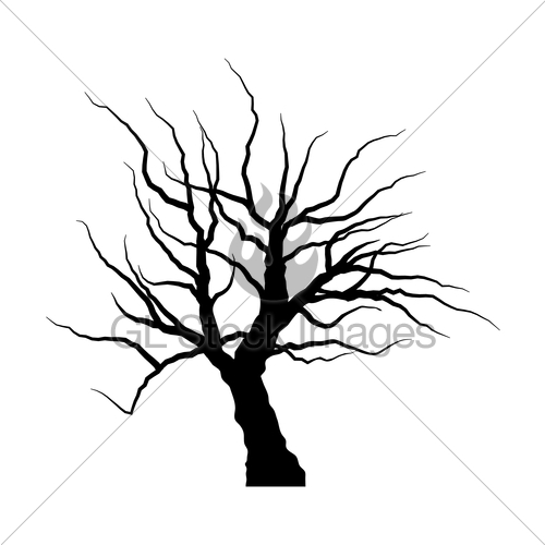 500x500 Sketch Of Dead Tree Without Leaves Isolated On White Ba Gl