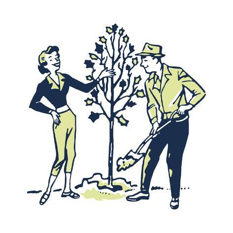 473x473 Man And Woman Planting A Tree Posters