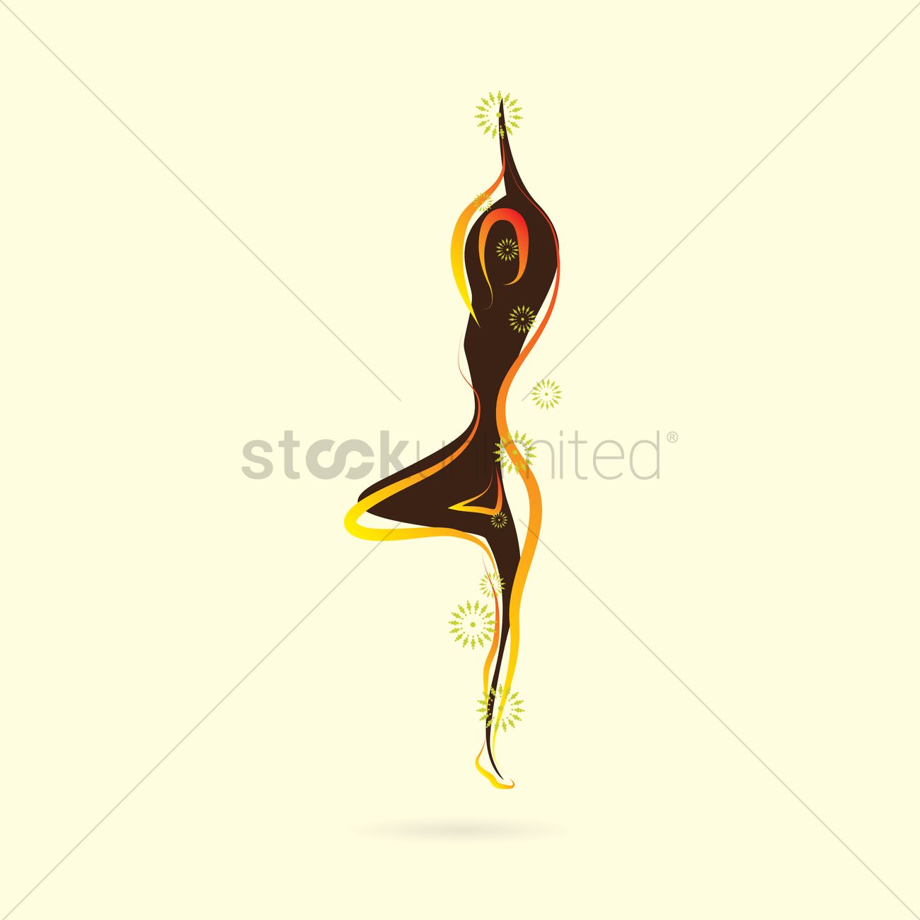 1300x1300 Woman Silhouette Practising Yoga In Tree Pose Vector Image