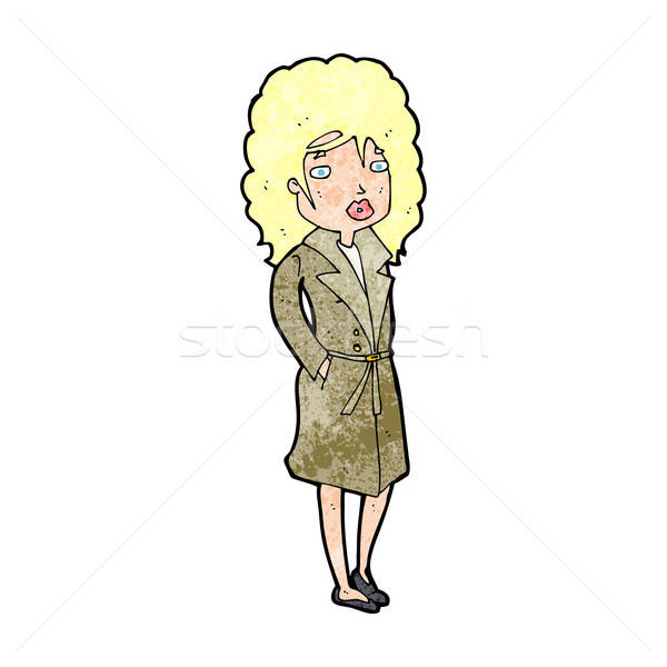600x600 Cartoon Woman In Trench Coat Vector Illustration Lineartestpilot