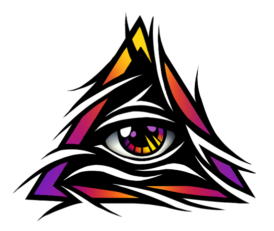 550x464 Flaming Triangle Eye Tattoo Design
