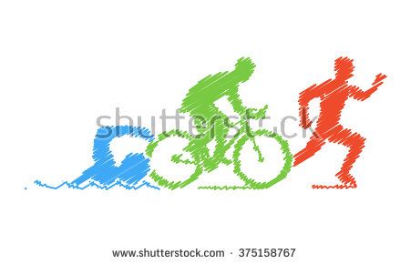 450x290 Colored Pencil Drawing Of The Logo Triathlon Figures Triathletes
