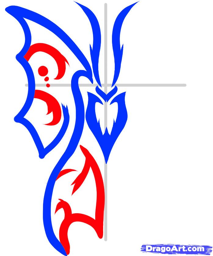698x837 Draw A Tribal Butterfly, Tribal Butterfly Tattoo, Step