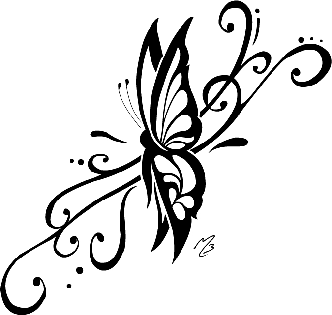 675x641 Gorgeous Sample Of Tribal Butterfly Tattoo