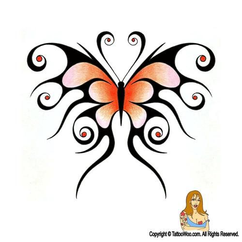 500x500 Tribal Butterfly Tattoo Design