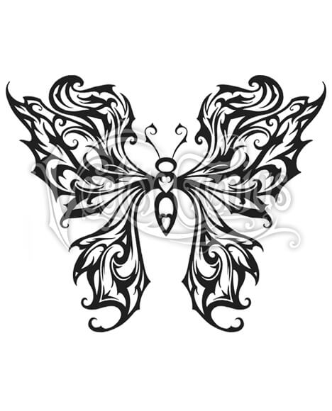 468x580 Tribal Butterfly Wings Tattoo Stock Art