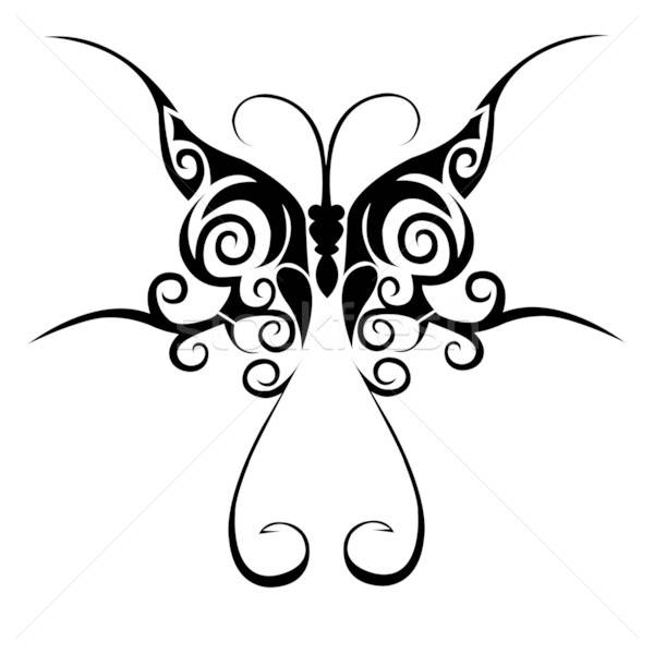 600x600 Tribal Butterfly Tattoo Vector Illustration Pixxart