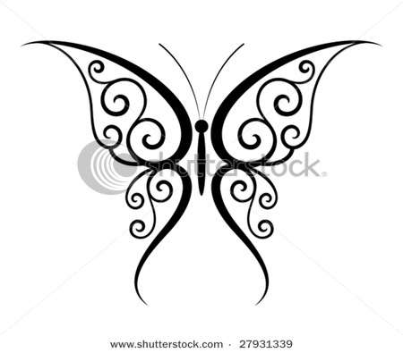450x395 Beautiful Tribal Butterfly Tattoo Design