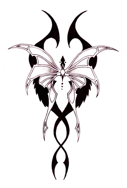 415x614 Cool Example Design Of Tribal Butterfly Tattoo