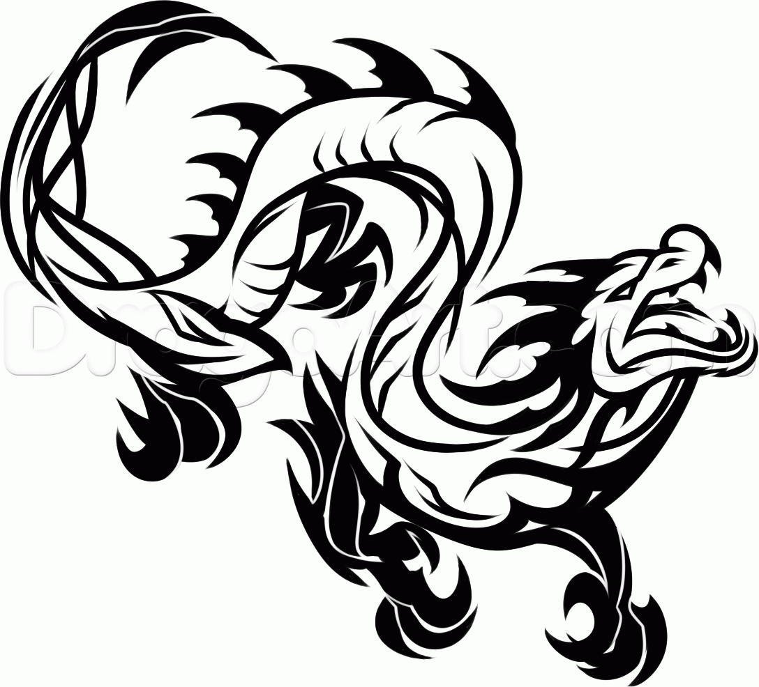 1088x986 How To Draw A Tribal Dragon, Step