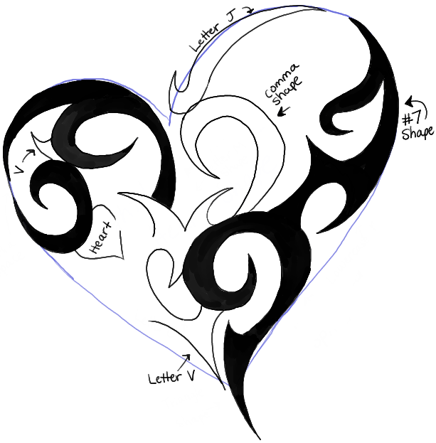 613x623 How To Draw A Tribal Heart Tattoo Design In Easy Steps Tutorial